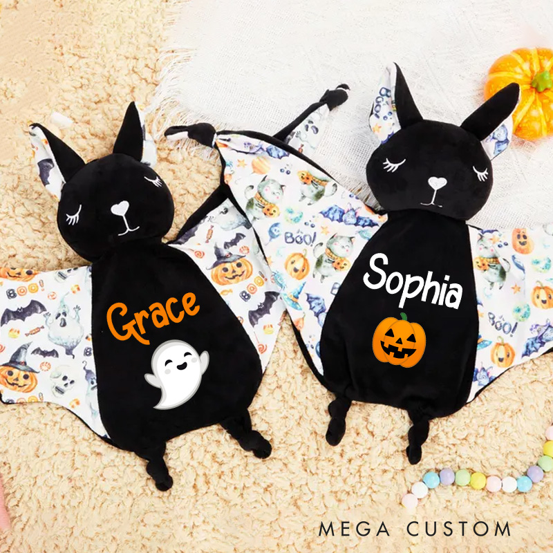 Personalized Baby Bat Security Blanket Lovey Animal Blanket New Baby Girl Boy Gift