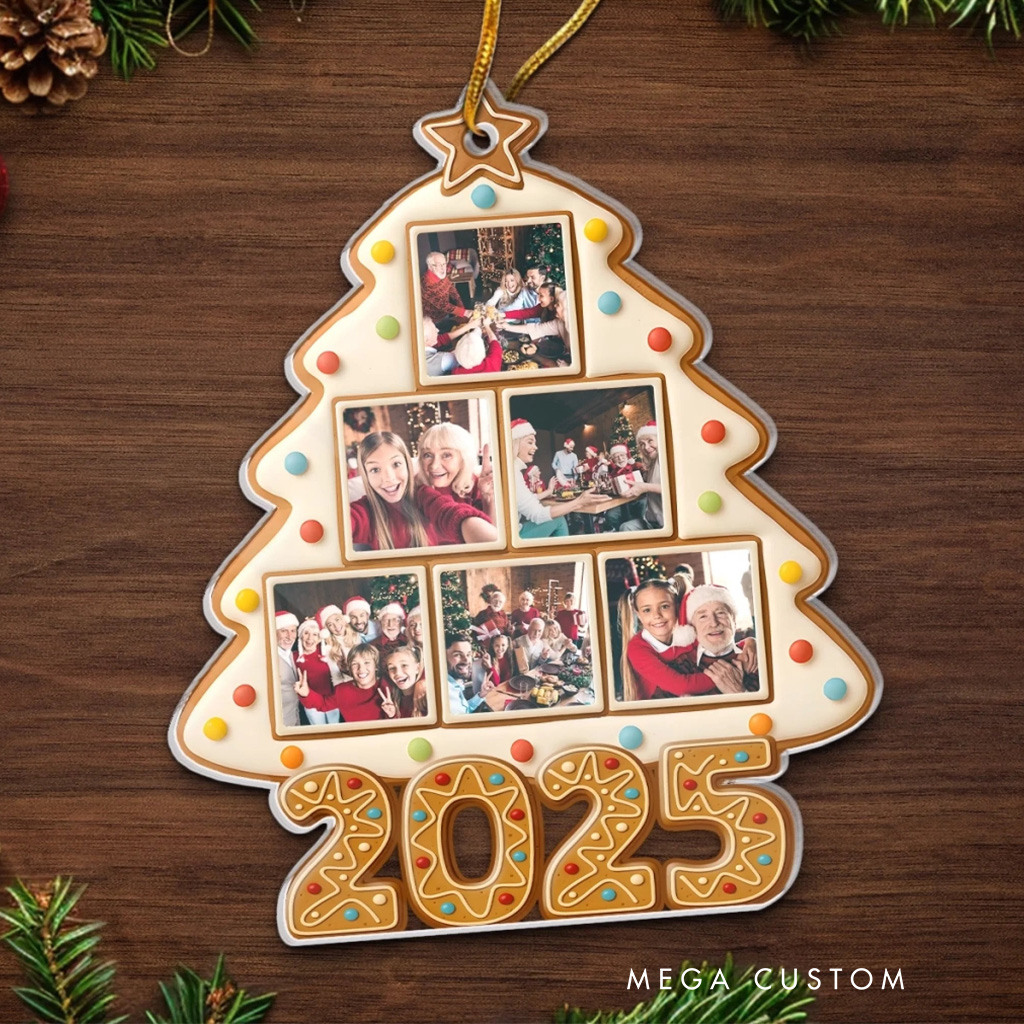 Personalized Photo 2025 Christmas Cookie Ornament for Baker Acrylic Family Christmas Decoration Bakery Ornament Baking Lover Family Christmas Gift