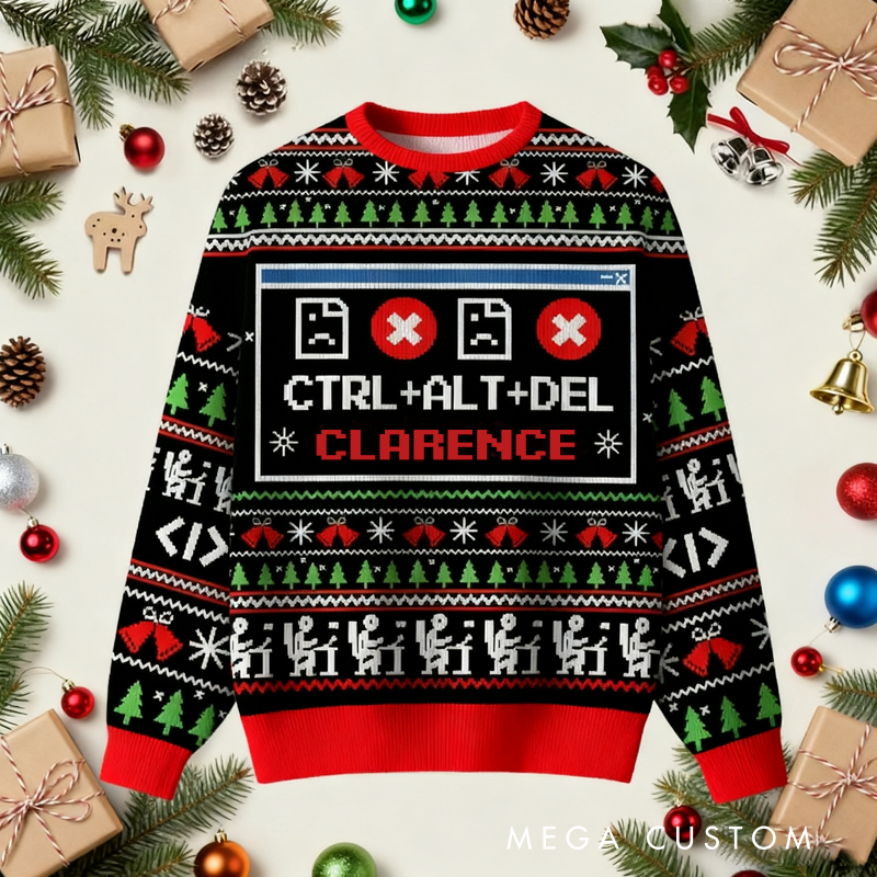 Personalized Funny Computer Ugly Christmas Sweater Holiday Tech Gift for Coder It Pro Holiday Party Christmas Sweater Coder Xmas Keepsake