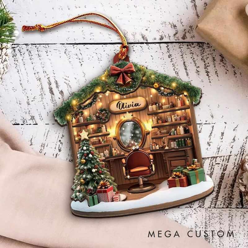 Personalized Beauty and Hairdressing 2D FLAT Christmas Ornament Hair Salon Christmas Decor for Her