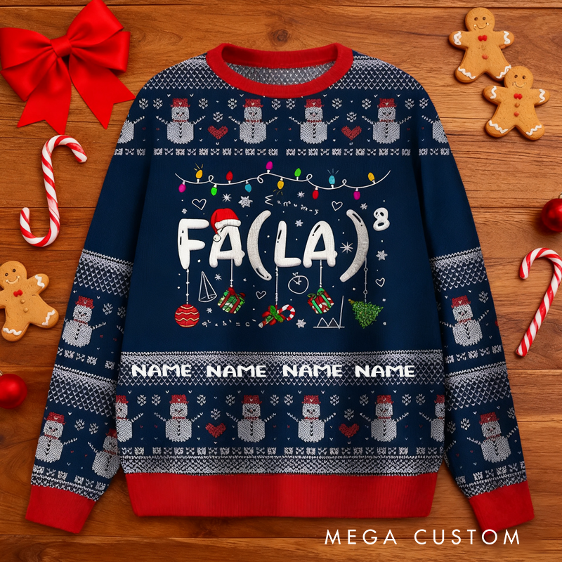 Personalized Fa La La Christmas Ugly Sweater Math & Science Ugly Holiday Sweater Funny Stem Xmas Gift for Nerdy Geek