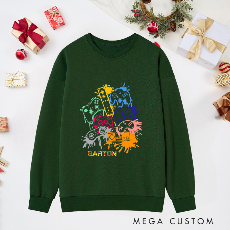 Personalized Video Game Controller Color Sweatshirt Game Day Sweatshirt Game Day Sweatshirt Funny Gaming Sweatshirt Gift for Game Geek Lover
