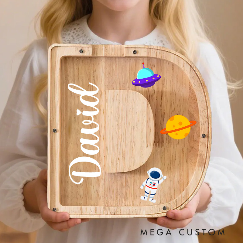 Personalized Large Wooden Kids Letter Piggy Bank Wood Gift for Kids Custom Name Coin Bank Wood Alphabet Letter Bank Money Box