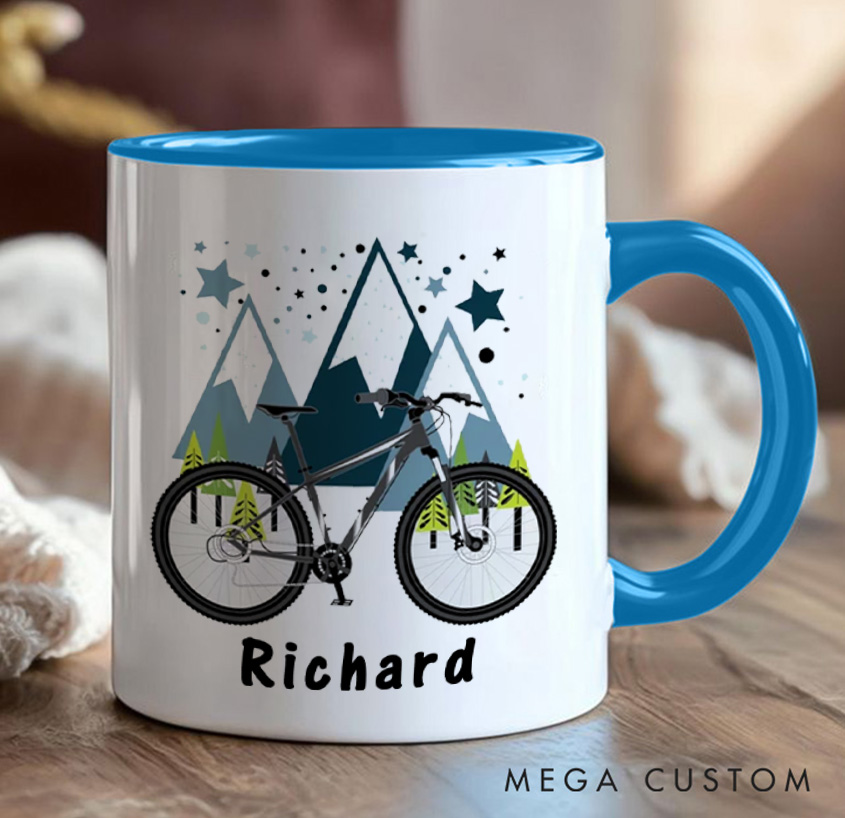 Personalized Cyclist Mug Mountain Bike Gifts Colourful Mug for Biker Friend Birthday for Him or Her for Biker Cycling Riding Lovers