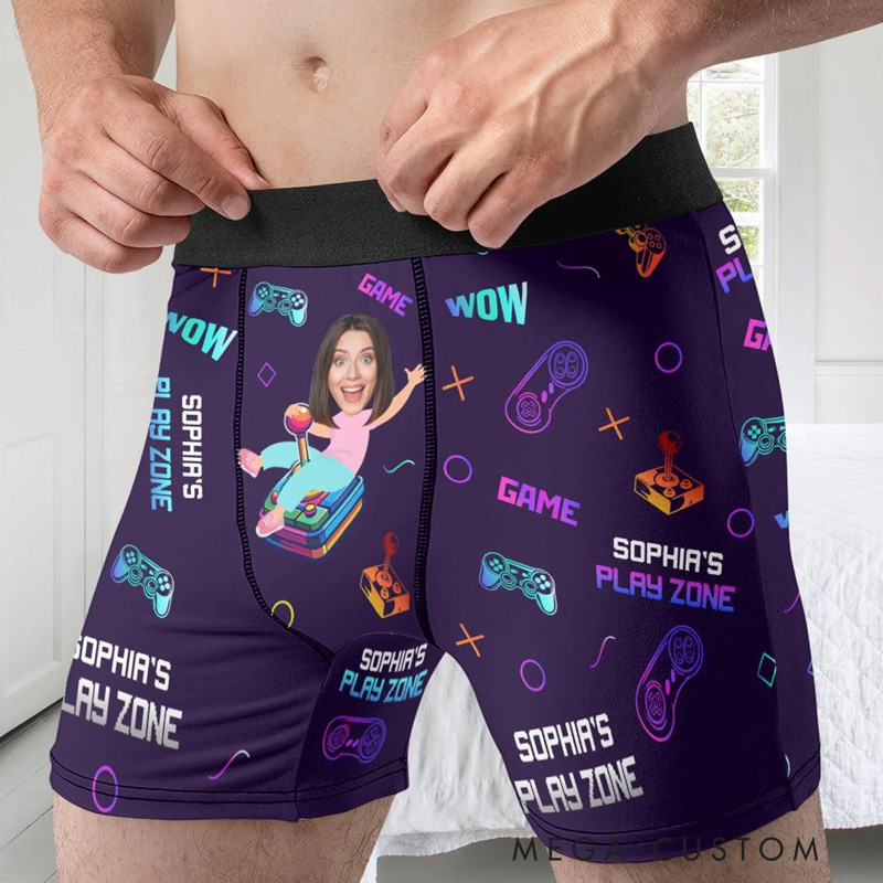 Personalized Couple Game Lover Boxer Briefs Custom Name Photo Boxer Briefs Gift for Game Geek Lover