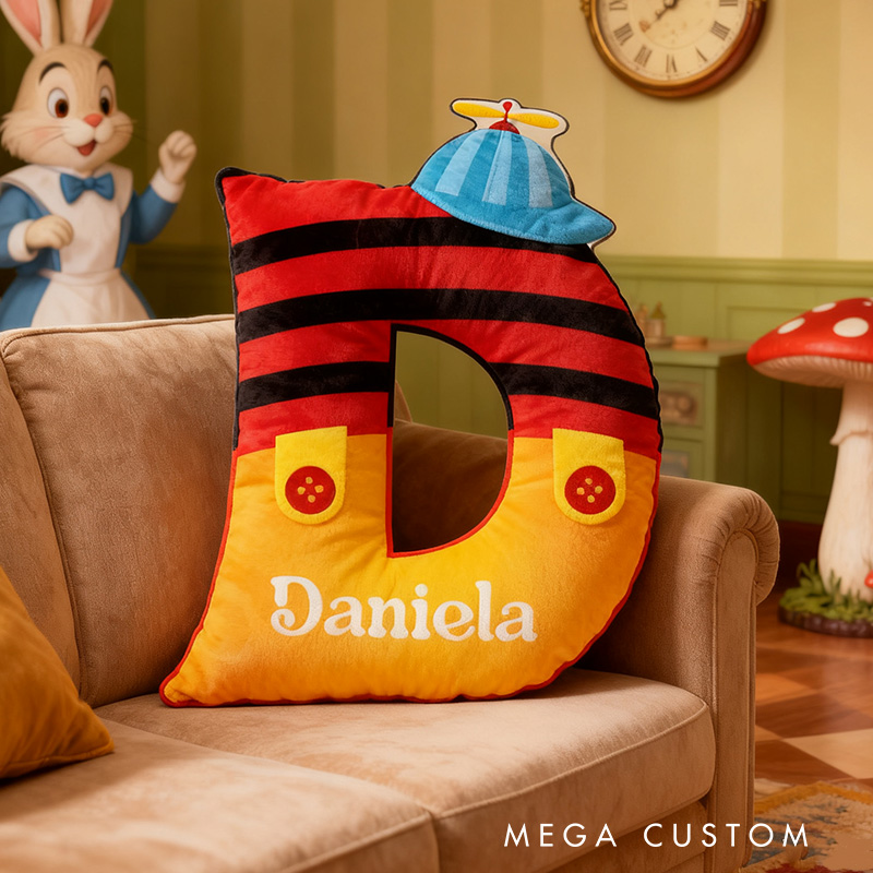 Personalized Graphic 3D Print Vintage Cartoon Movie Dreamland Alphabet Shaped Pillow for Cartoon Lovers Initial Pillow Christmas Gift for Kids