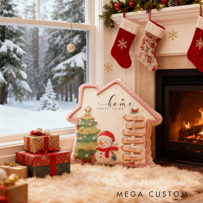 Personalized Family House 2025 Christmas Pillow Custom Family Name Christmas Holiday Throw Pillows Housewarming Gift