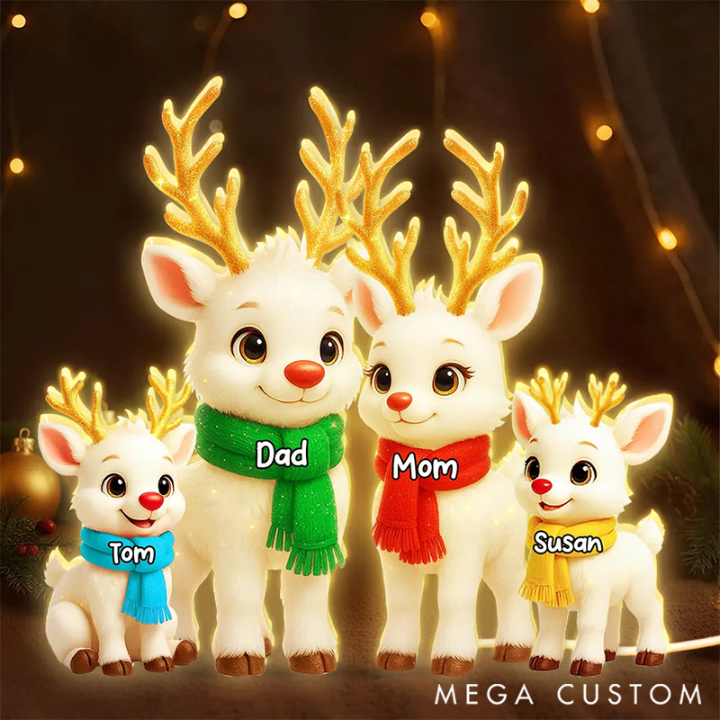 Personalized Festive Reindeer Family Members Light Box for Family