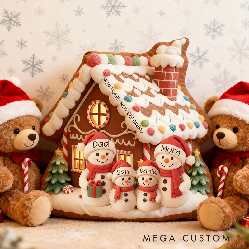 Personalized Family House Pillow Custom Family Name Christmas Holiday Throw Pillows Housewarming Gift