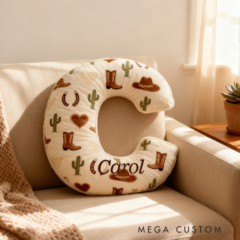Personalized Western Wanderer Initial Pillow Graphic 3D Print Pillow for Travel Lovers