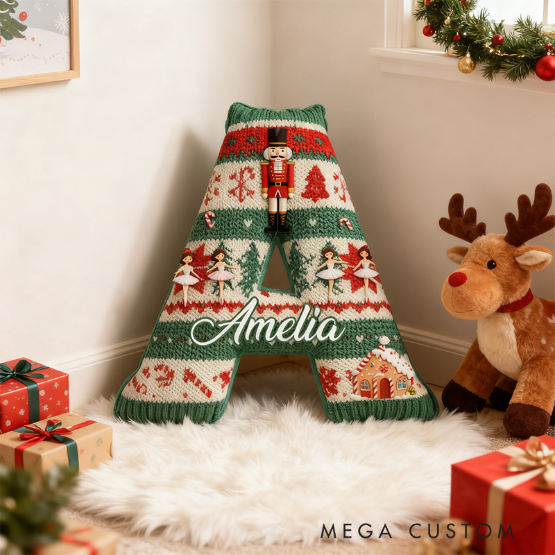 Personalized Nutcracker Ballet Warmth Alphabet Shaped Pillow for Dance Lovers Initial Pillow Christmas Gift for Kids