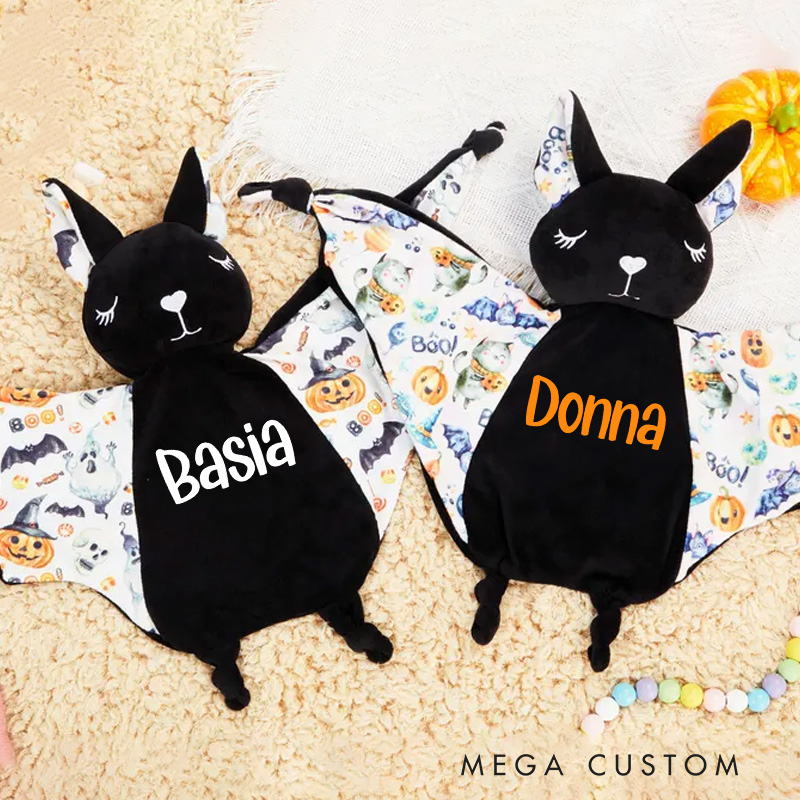 Personalized Baby Name Bat Security Blanket Lovey Animal Blanket New Baby Girl Boy Gift