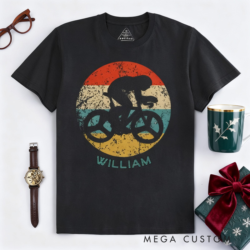 Personalized Vintage Retro Cyclist Classic T-shirt Cycling Icon Shirt Gift T shirt Funny Bicycle Christmas Sweatshirt Bike Riding Lover Gift Christmas Cyclist Shirt for Riding Lovers