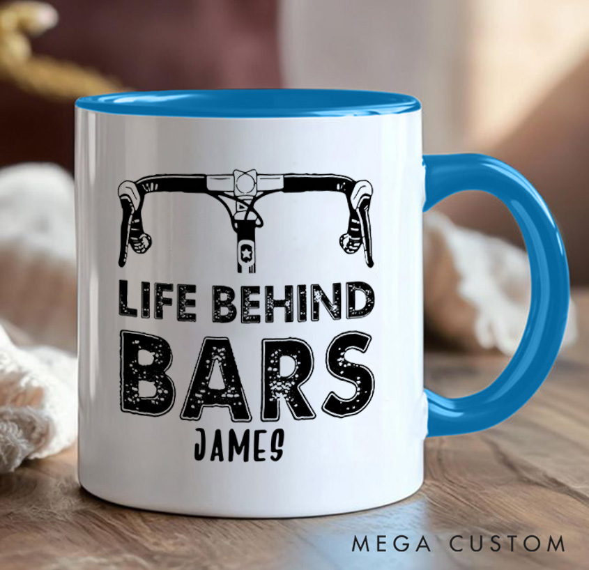 Personalized Life Behind Bars Mug Funny Biker Mugs Biker Gifts Cyclist Mug Women Cyclist Joke Bike Gift For Cyclistsfor Biker Cycling Riding Lovers