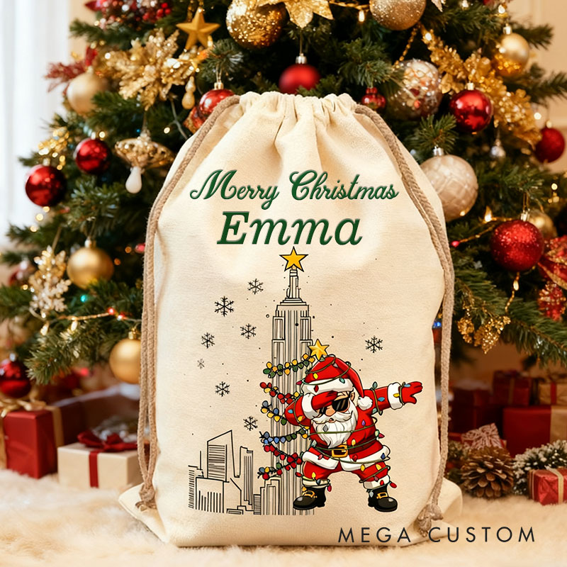 Personalized Empire State Santa Sack Christmas Sack for Travel Lovers