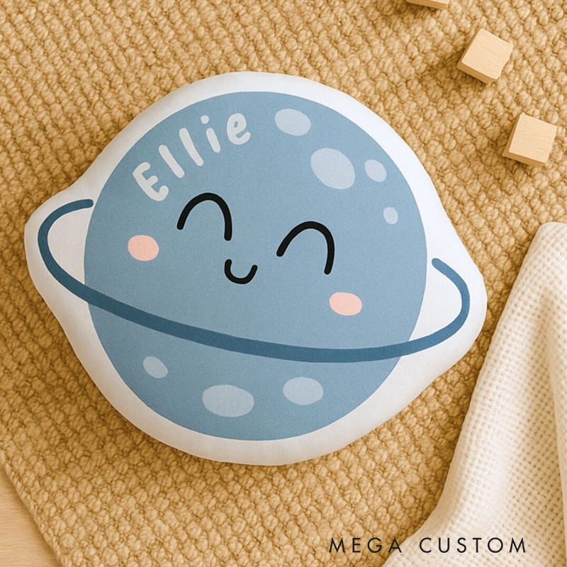 Personalized Saturn Pillow Custom Name Planet Cushion for Kids Room Decor Gifts for Astronomy Enthusiasts