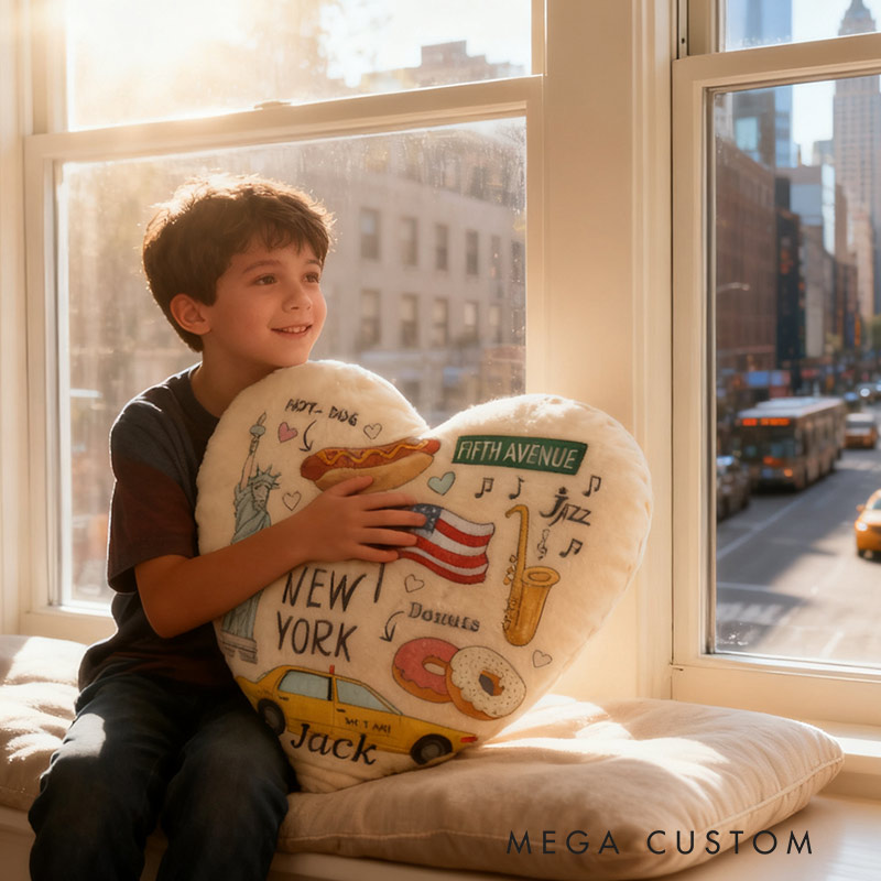 Personalized New York Heartbeat Pillow Graphic 3D Print Pillow for Travel Lovers