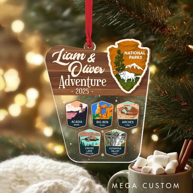 Personalized National Parks Christmas Ornament Adventure Lovers Ornament Mountains Christmas Keepsake Couple Outdoors Christmas Gift