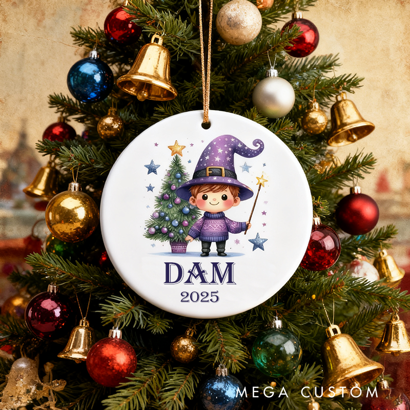 Personalized Wizard Christmas Ornament 2025 Magical Holiday Keepsake Girls and Boys Name Ornament