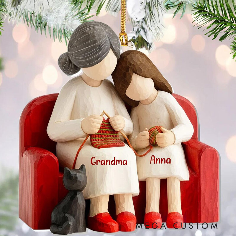 Personalized Just A Girl Who Loves Knitting Custom Christmas Acrylic Ornament for Crochet Lover