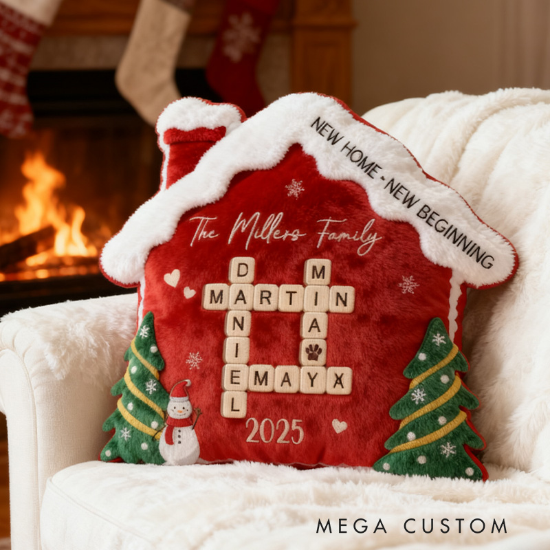 Personalized Family Crossword Puzzle Pillow Custom Family Christmas Pillow Family with Pet Pillow Christmas Gifts for Family Housewarming