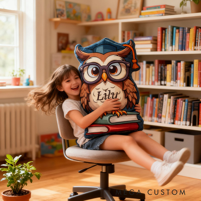 Personalized Wise Owl Reading Pillow Graphic 3D Print Gift for Reading Lovers