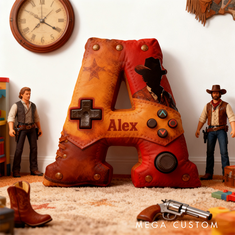 Personalized Graphic 3D Print Western Controller Alphabet Shaped Pillow for Game Lovers Initial Pillow Christmas Gift for Kids