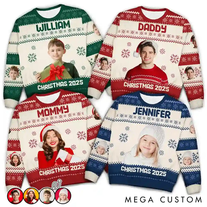 Personalized Custom Photo Christmas Family Matching Ugly Sweater Christmas Gift for Family