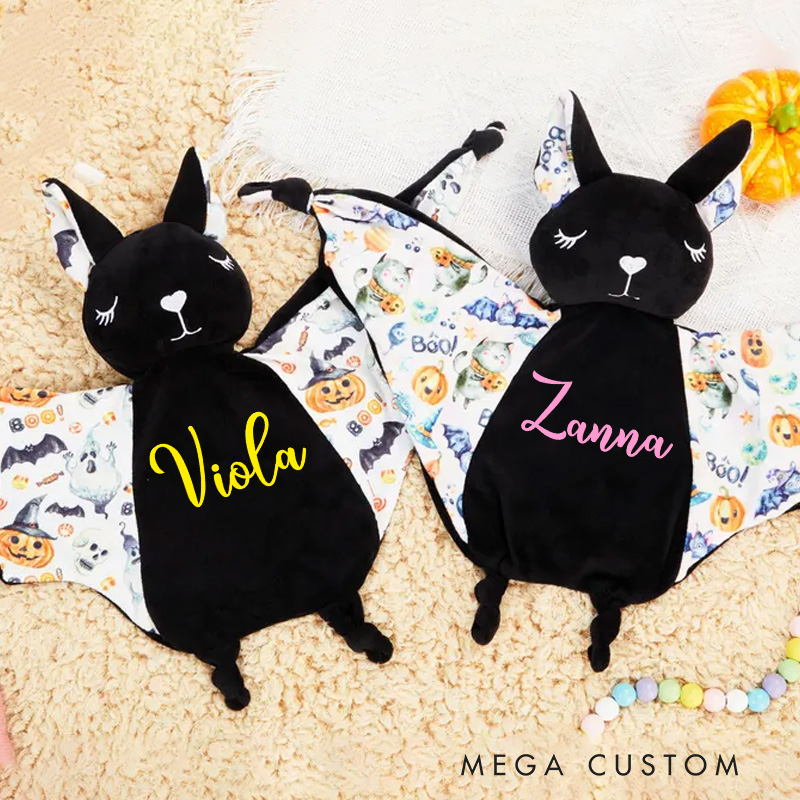 Personalized Cute Bat with Festive Patterns Cozy Baby Gift Animal Blanket