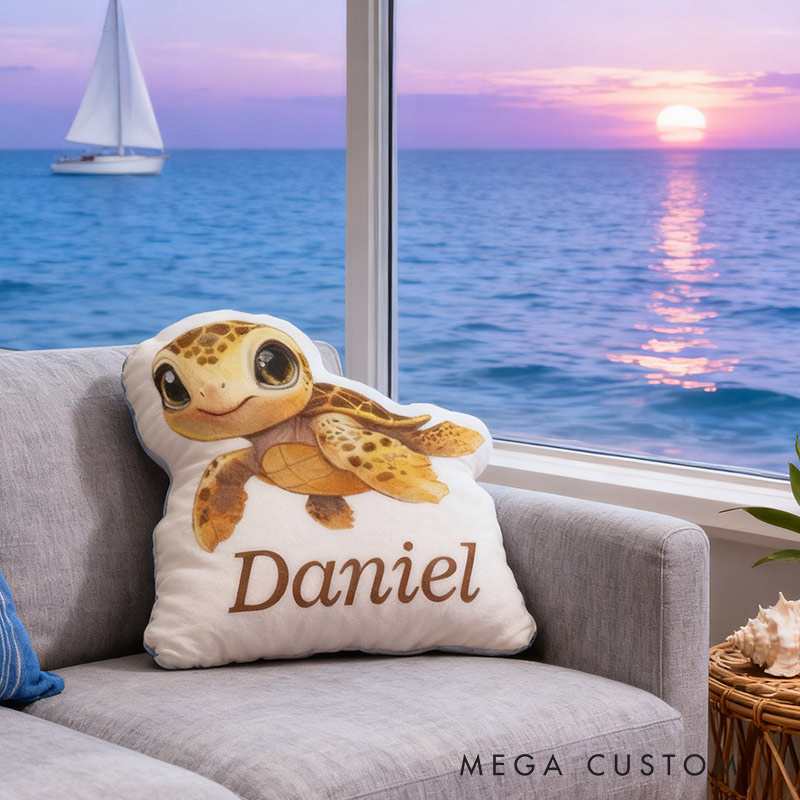 Personalized Yellow Voyage Turtle Pillow Graphic 3D Print Pillow for Travel Lovers
