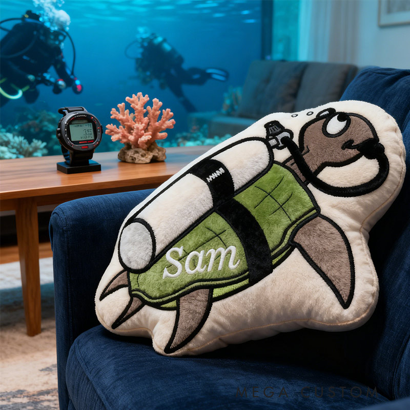 Personalized Diving Turtle Pillow Graphic 3D Print Pillow for Travel Lovers