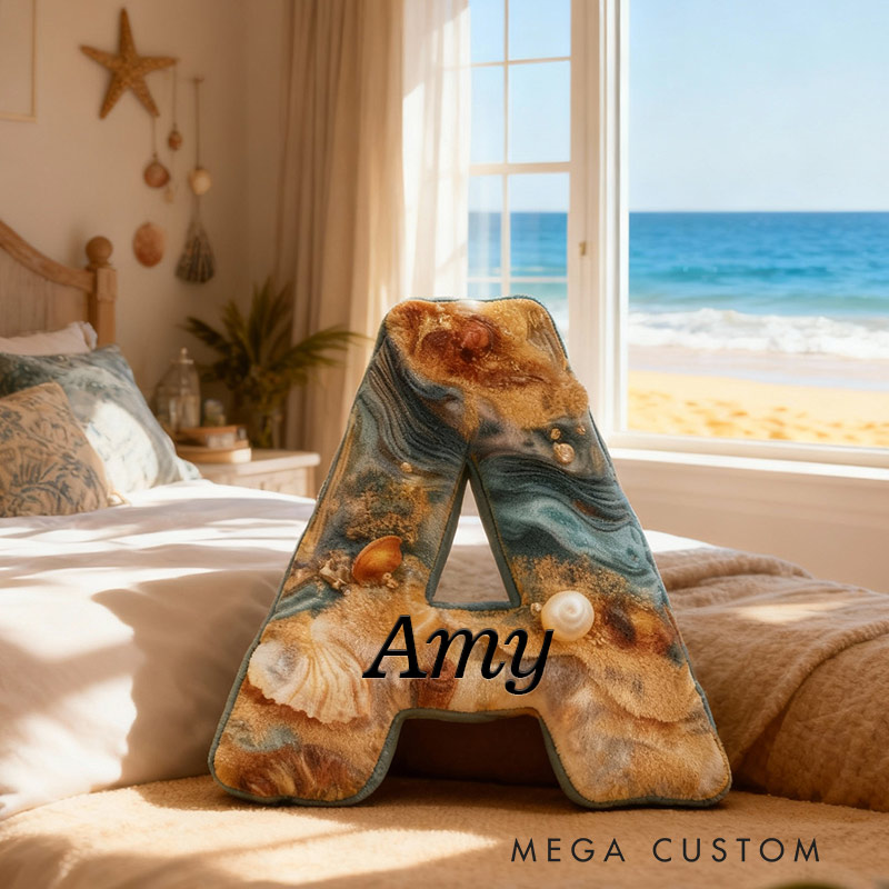 Personalized Seashell Dream Initial Pillow Graphic 3D Print Pillow for Travel Lovers