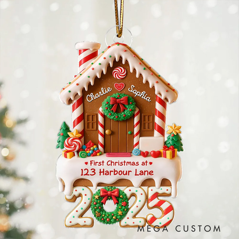 Personalized First Christmas At Our Home Ornament Custom Acrylic Ornament Housewarming Christmas Gift for Couple Family