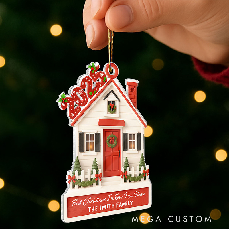 Personalized Our First Home Christmas 2025 Ornament Custom Acrylic Ornament Housewarming Christmas Gift for Couple Family