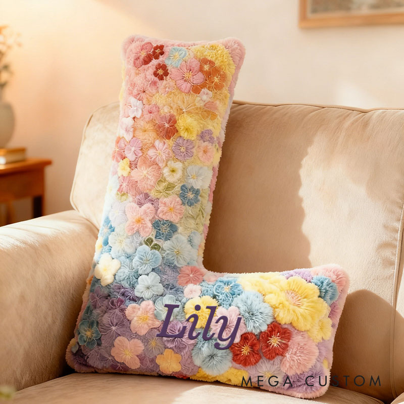 Personalized Floral Initial Delight Pillow Graphic 3D Print Pillow for Gardening Lovers