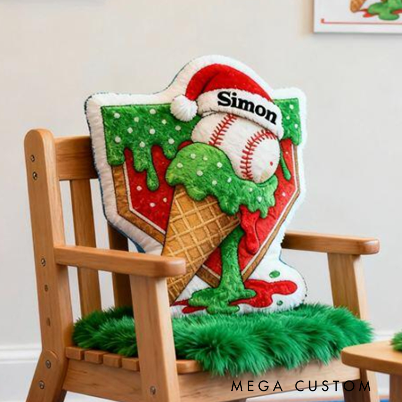 Personalized Baseball Christmas Pillow Add Festive Fun and Your Name to the Holidays
