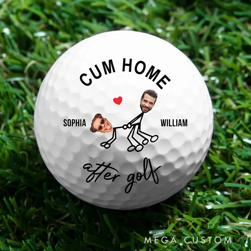 Personalized Romantic Golf Ball Featuring Couple's Names and Fun Graphic Gift For Golfer, Couple Gifts