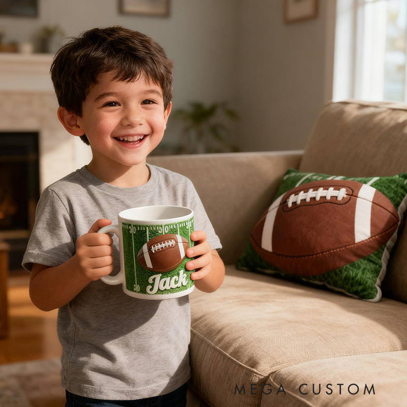 Personalized Football Coffee Mug with Dynamic Field and Custom Name for Fans