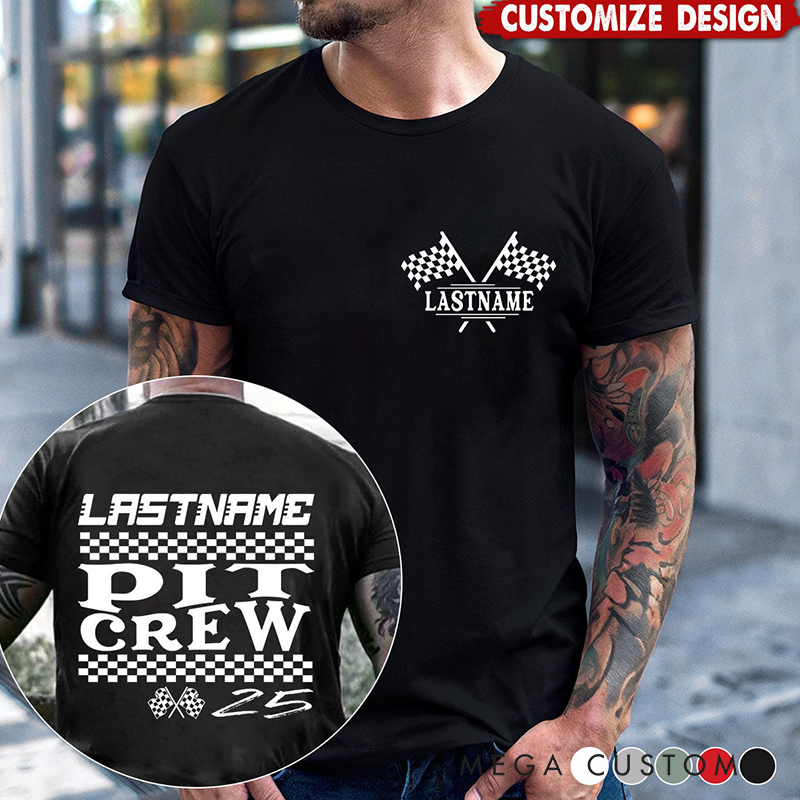 Personalized Racing Pit Crew Shirt Custom Name Team Tee Gift for Racers and Racing Lovers