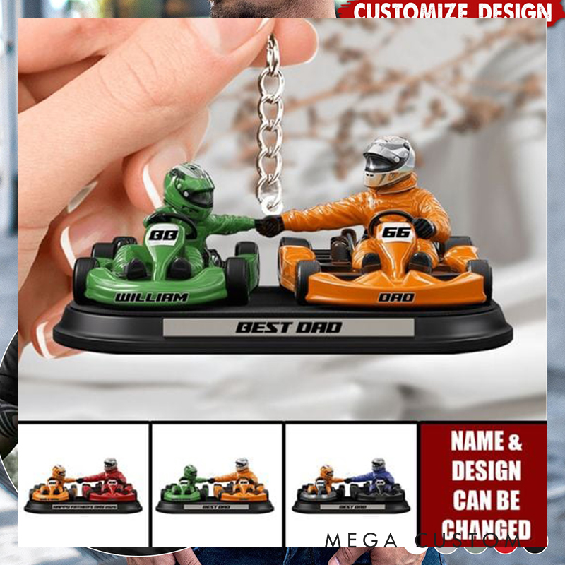 Personalized Kart Racing Personalized Keychain Custom Name Number and Color Gift for Dad and Car Lovers
