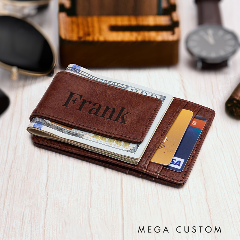 Personalized Leather Money Clip Wallet Custom Money Clip with Name Engraved Money Clip for Men Groomsmen Money Clip Wedding Gift