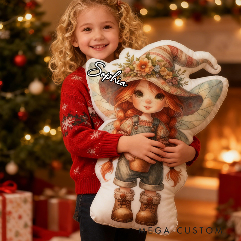 Personalized Ginger Garden Fairy Pillow Fun Girl Pillow with Name for Kids Gardening Lovers Gift