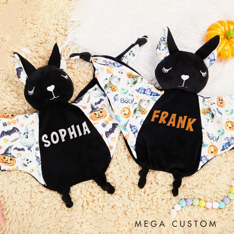 Personalized Embroidery Security Blanket with Baby Name Halloween Gifts for Baby
