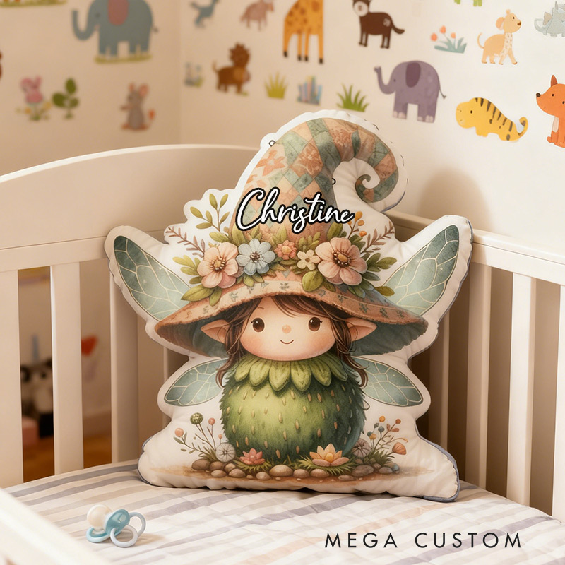 Personalized Fun Girl Pillow Introvert Fairy Gnome Pillow  with Name for Kids Gardening Lovers Gift