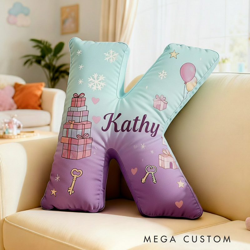 Personalized Letter Name Pillow Initial Pillow Graphic 3D Print Gift for Kids and Family Housewarming Gift 