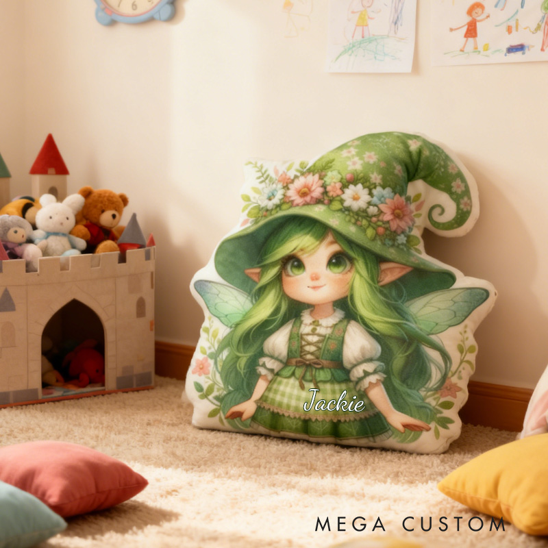 Personalized Cute Garden Fairy Throw Pillow Garden Lover Pillow with Name for Kids Girl Boy Gardener Christmas Gifts Loving Room Decor