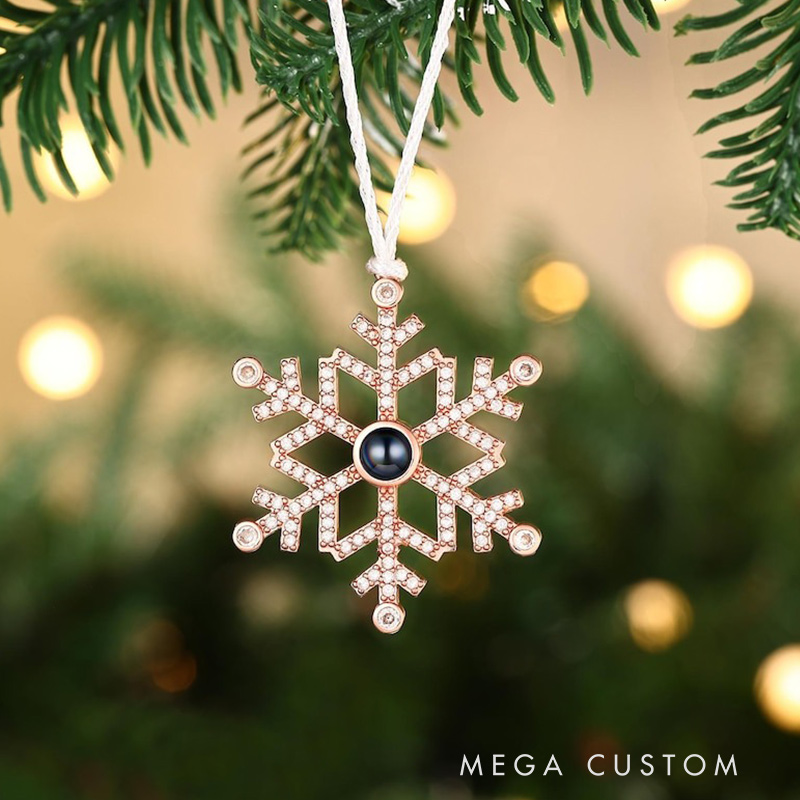 Personalized Family Projection Ornament Christmas Photo Projection Ornament Snowflake Ornament Hanging Tree Decor Memorial Christmas Gift