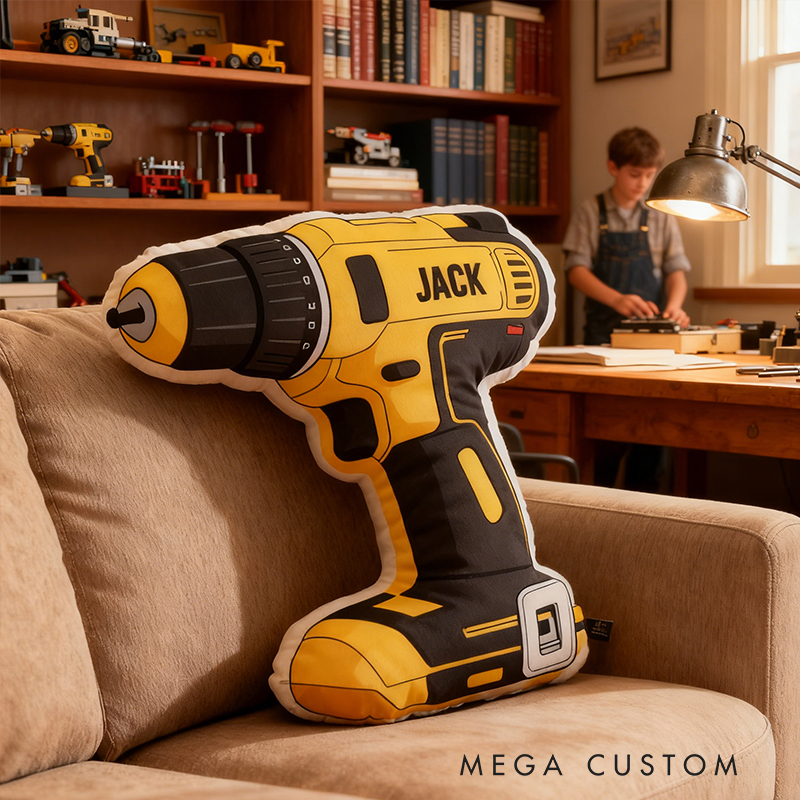 Personalized Power Drill Plush Pillow Custom Name Tool Shaped Appreciation Gifts