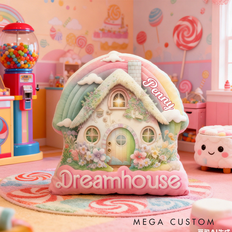 Personalized Pastel Cottage Pillow Graphic 3D Print Custom Name Pillow Gift for Girls Famlily Housewarming Gift Cozy Home Decor