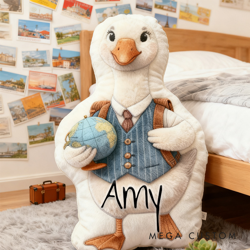 Personalized Globetrotter Goose Travel Pillow Graphic 3D Print Pillow for Travel Lovers
